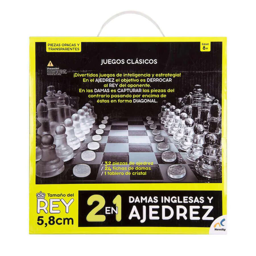 Ajedrez y Damas Inglesas, Tablero de Cristal, de lujo, Novelty